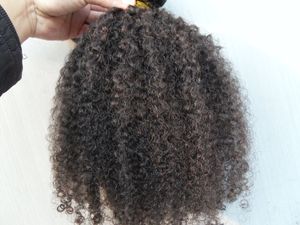 Новые прибытия Бразильского Human завитых Утки зажима в человеческих волосах Необработанных Natural Black / Brown Цвет 9pcs / комплект Afro Kinky Curl