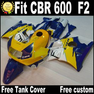 Honda CBR 600 F2 için ücretsiz 7 Hediyeler Özel Yüzler 1991 1992 1993 1994 Sarı Mavi CBR600 91 - 94 Fairing Kit RP10