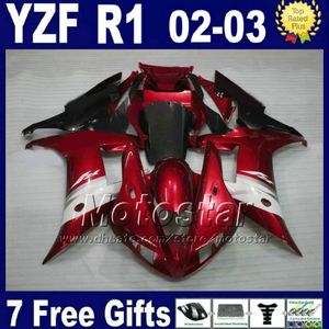 Custom Dark red kit for 2002 2003 YAMAHA R1 fairing kit injection molded 02 03 yzf r1 fairings plastic parts kits + 7 gifts