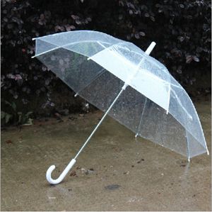 50PCS Fedex Free Wholesale Transparent Umbrellas Clear PVC Umbrellas Long Handle Umbrellas Rainproof