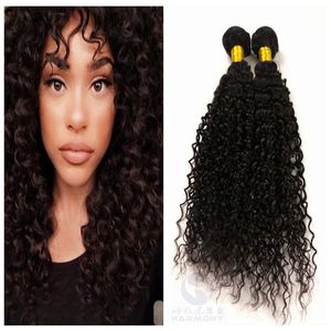 Peruvian Kinky Curly 3 Bundles Virgin human #1B Hair Products