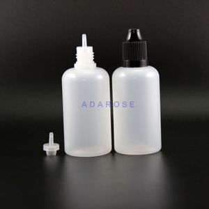 50 ml 100 stycken LDPE -plastdropparflaskor med barnsäker säkerhetslock och spetsar flytande flaskor har långa bröstvårtor