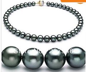 Fast Free shipping Real Fine Pearl Jewelry 19"9-10MM TAHITIAN NATURAL BLACK PEARLS NECKLACE PERFECT ROUND