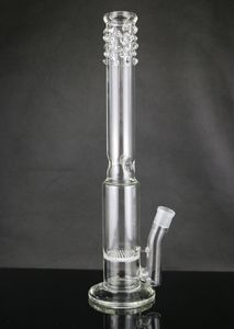 Hookahs Glass water Bong Honeycomb straight clear drips mouth bongs ice-catches pipe 18.8mm bowl 17.5" tall