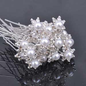 Blume weiße Perle Kristall Strass Haarnadel Hochzeit Braut Haarschmuck