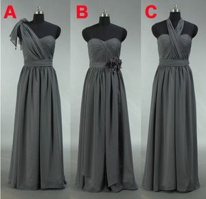 Grey Convertible Bridesmaid Dresses Long Chiffon Cheap Maid Of Honor Dresses Plus Size Formal Dresses Real Photo Country Bridesmaids Dress