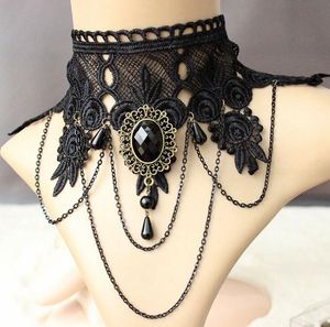 Mode Women2024 Vintage handgefertigt Retro Kurzer Gothic Steampunk Lace Flower Halskette Halskette Schmuck freien Versand