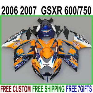 ABS full Fairing kit for SUZUKI GSX-R600/750 06 07 K6 fairings GSXR 600 750 2006 2007 orange blue Corona bodywork set NS99