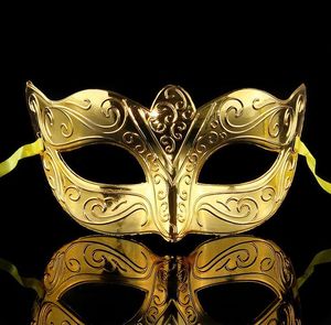 Modemaske gold glänzend plattiert Maske Party Hochzeit Maskerade Street Dance halbes Gesicht Belle Weihnachten Halloween Maske mischt 6 Farben Geschenk 250 Stück