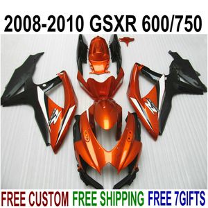 100% Ny Fairing Kit för Suzuki GSXR750 GSXR600 2008 2009 2010 K8 Koppar Svart Fairings Set K9 GSX-R 600/750 08-10 TA91