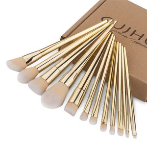 12 Sztuk Pędzle Makijaż Zestawy Uroda Pełna Set Nylon Foundation Eyeshadow Proszek Proszek Silver Rose Gold Cosmetic Make Up Brush Kit Tools