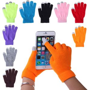 12 färger kvinnor män mjuka stickade vinter varmare handskar smart för alla telefoner pekskärm handskar 50paris / mycket gratis frakt
