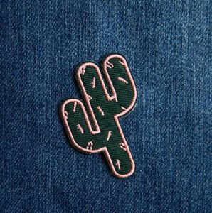 Pink Cactus Applique Iron on Patches 10pcs/lot High Quality Embroidered Iron/Sew On Clothes Bags