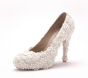 Luxo Flor Branca Salão de Baile Sapatos de Dança de Salto Alto Novas Sandálias Para As Mulheres de Salto Alto Elegante Sapatos De Casamento De Noiva