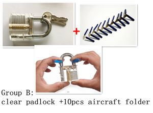 Wholesale transparent lock for sale - Group buy Transparent Visible Pick Cutaway Practice Padlock Lock With Aircraft Folder Lock Extractor Set Locksmith Tool
