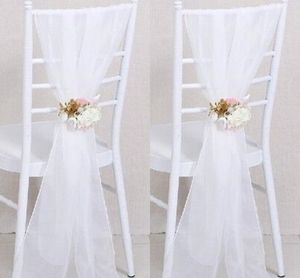 2017 Cheap Sample Wedding Chair Sashes White Wedding Chair Ribbon Gauze Back Sash Back Of The Chair Decoration Covers Party Wedding Suppies