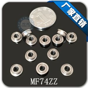 100pcs/lot MF74ZZ flanged bearing MF74 F674ZZ LF740ZZ 4*7*2.5 miniature flange deep groove ball bearings 4x7x2.5 mm