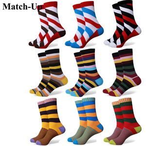 Wholesale- Match-Up hot sale casual new style men's combed cotton colorful socks brand man dress knit socks free shipping us size(7.5-12)