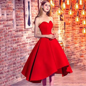 Girls Sweetheart Short Red Party Dresses Sexy Lace Up Prom Party Gowns Simple Prom dress robe de soiree vestido de festa