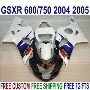 High quality fairing kit for SUZUKI GSX R600 GSX R750 white black blue plastic fairings set K4 GSXR FG3