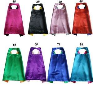 Vanlig färg 70 * 70cm 2layer barn superhero cosplay kostym satin cape halloween cosplay superhero capes för barn