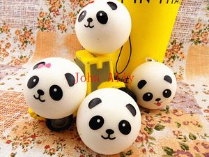 Free shipping 2 pieces/lot 4CM Cute Soft Panda Face Buns Squishy Kawaii Pendants Food Squishies Mobile Phone Cellphone Charm