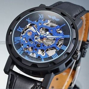 Winner 2023 new Mechanical men black color skeleton dress watch brand fashion luxury casual watch