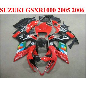 ABS Motorcykel Fairings för Suzuki GSXR1000 05 06 Kropps kit K5 K6 GSXR 1000 2005 2006 Red Green Jomo Fairing Kit EF94