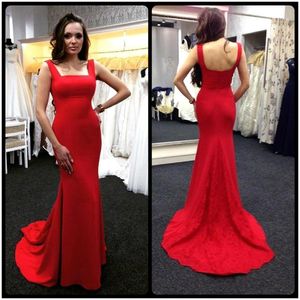 Semplici abiti da sera a sirena rossa 2016 eleganti abiti da ballo lunghi rossi abiti da festa vestido longo