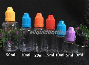 2018 Atacado PET frascos conta-gotas vazio 5ml 10ml 15ml 20ml 30ml 50ml garrafas de plástico 1000pcs grátis DHL On Hot Sale