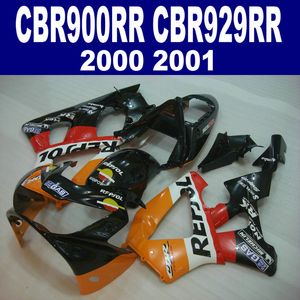 Высокое качество обтекатель комплект для HONDA CBR900RR CBR929 2000 2001 bodykits CBR 929 RR cbr929rr оранжевый черный REPSOL обтекатели комплект HB11