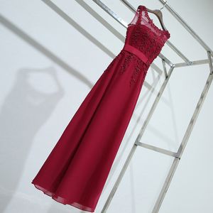 Elegante Kleider für die Brautmutter in Blau, Rot, Wein, Hellgrau, lange Hochzeits-Partykleider, durchsichtig, mit U-Ausschnitt und Perlenapplikationen, günstiges Mutterkleid