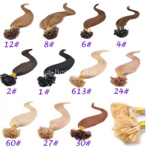 100g Prebonded Italian Keratin Nail Tip U tip Fusion Indian Remy Human Hair Extensions strands quot quot Any colors available