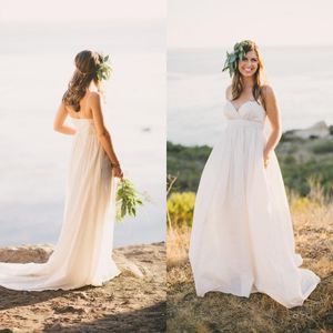 Sexy Maternity Wedding Dress Floor Length Sweep Train Cheap Beach Pregnant Bridal Gowns Spaghetti Straps Custom Made Empire