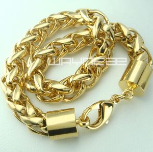 Pulseira masculina trançada GF masculina 18K 18 quilates com 22 cm de comprimento B153