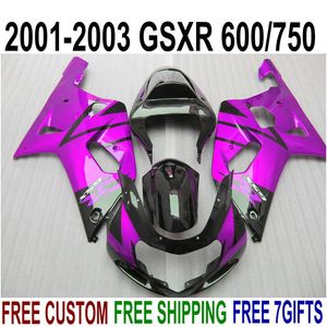 スズキGSXR600 GSXR750 2001-2003 K1ブラックレッド高品質フェアリングキットGSXR 600 750 01 02 03 EF19