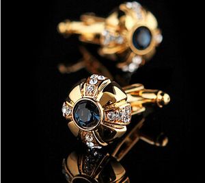 Wholesale-Jewelry Silver shirt cufflink for mens gift Brand cuff buttons Crystal cuff link Gold High Quality abotoadura Free Shipping