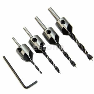 5 pçs / lote HSS 5 Flauta Broca Escareador Set Alargador de Madeira Chamfer 3mm-6mm