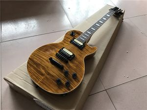 nuova chitarra elettrica slas con acero fiammato a scoppio marrone, due pickup Zebra, con guitarra hardware di colore nero