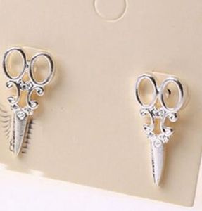 600 paare/los Frauen Mädchen Kleine Scissor Stud Ohrringe Punk Zubehör Billig Mode Schmuck großhandel