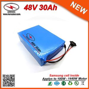 1000W Electric Bike Battery Pack 48V 30Ah Lithium Li Ion Battery Pack in Samsung 18650 cell 30A BMS for EV Bikes