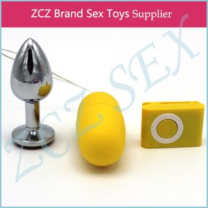 ZCZ Edelstahl-Analplug und MP3-Vibrations-Masturbatoren-Einsatz, Edelstahl-Metallplattierter, juwelenbesetzter Sexy Stopper CR025-5