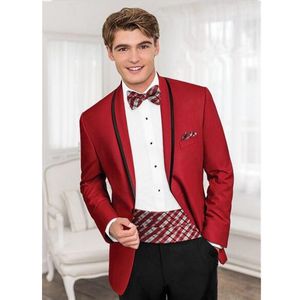 Męskie Garnitury Blazers Top Sprzedaż Ślubna Czerwony Custom Made Suit Groom Tuxedo Slim Fit High Quality Prom Mens (Kurtka + Spodnie)