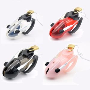 Male Chastity Device Top quality PU Electric Shock Chastity Cage Electric Shock Stimulate Cock Cage Penis Ring Lock Sex Toy