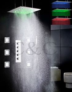 LEDバスルームシャワー蛇口セット4つの水機能は一緒に動作するか、別々に20インチの霧化とレインシャワーヘッド008-20WL-6MF