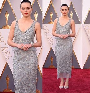 Luxo 88th Academy Awards Oscars Celebridade Vestidos Cristal Beading Bainha Formal Vestido De Noite Chá Comprimento Vermelho Formal Prom Vestido