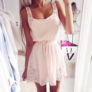 Wholesale-New Sexy Low-cut Summer Women Loose Casual Dresses Sleeveless Solid Off Shoulder Vestidos Strap Short Mini White Dress