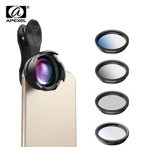APEXEL phone camera 25X telephoto Portrait bokeh with CPL Gradual filter ND filter for android ios smartphone 70mm lens