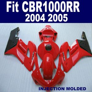 Injektionsform Högkvalitativ kit för Honda CBR 1000RR 2004 2005 Ljusröda svarta Fairings Set CBR1000RR 04 05 KA85