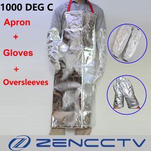 Thermal Radiation 1000 Degree Aluminized Apron With Oversleeves and Gloves Heat Resistant High Temperature Working Aluminum Foil
